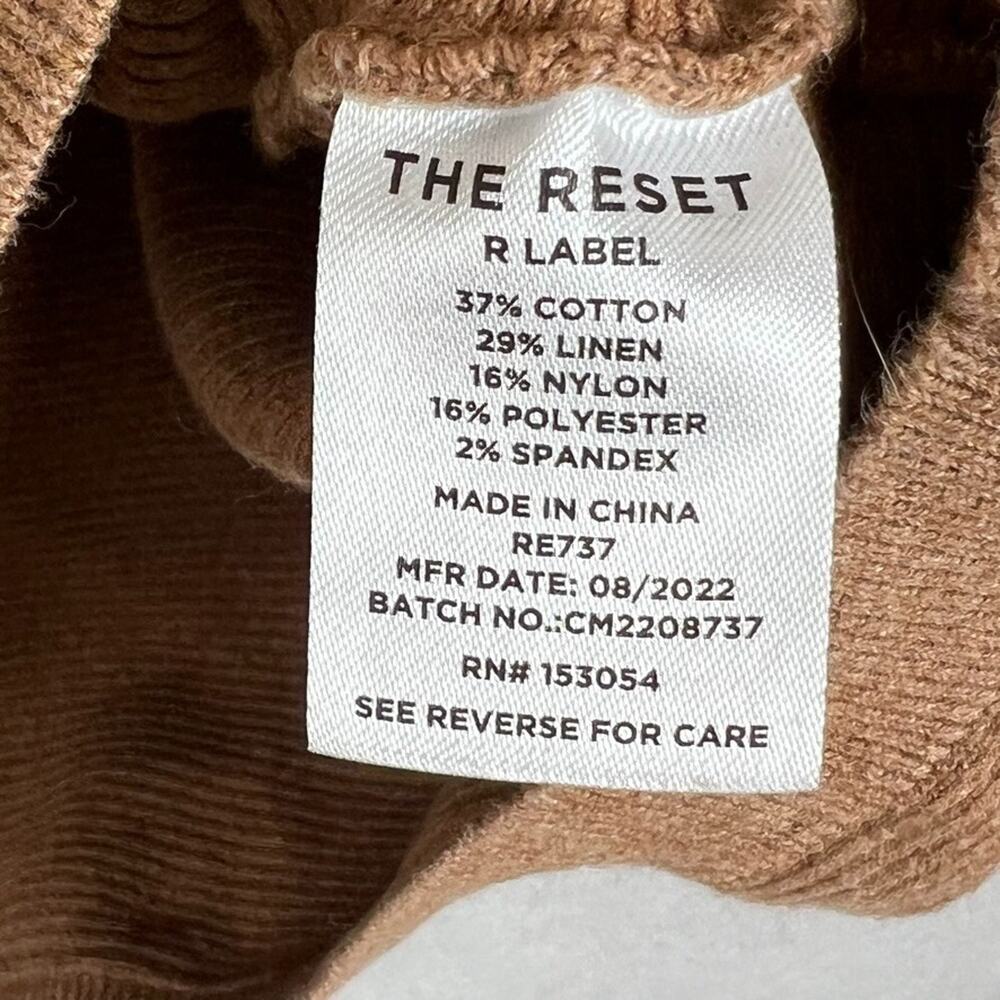 Reset R Label Sweater Womens L/XL Oversized Ribbed Brown Ribbed Linen Blend - Picture 4 of 8